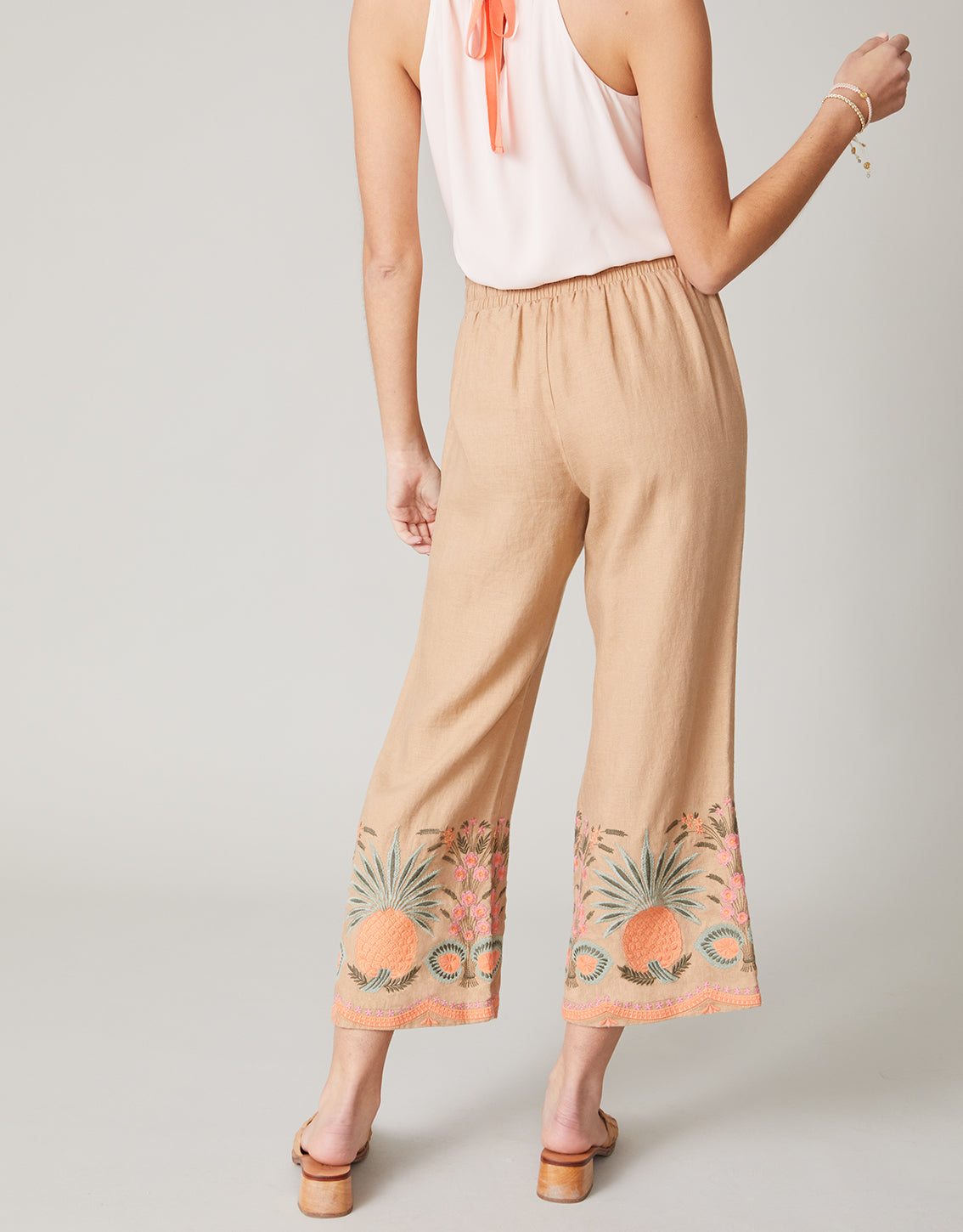  Amelia Embroidered Palazzo Pant Tannin