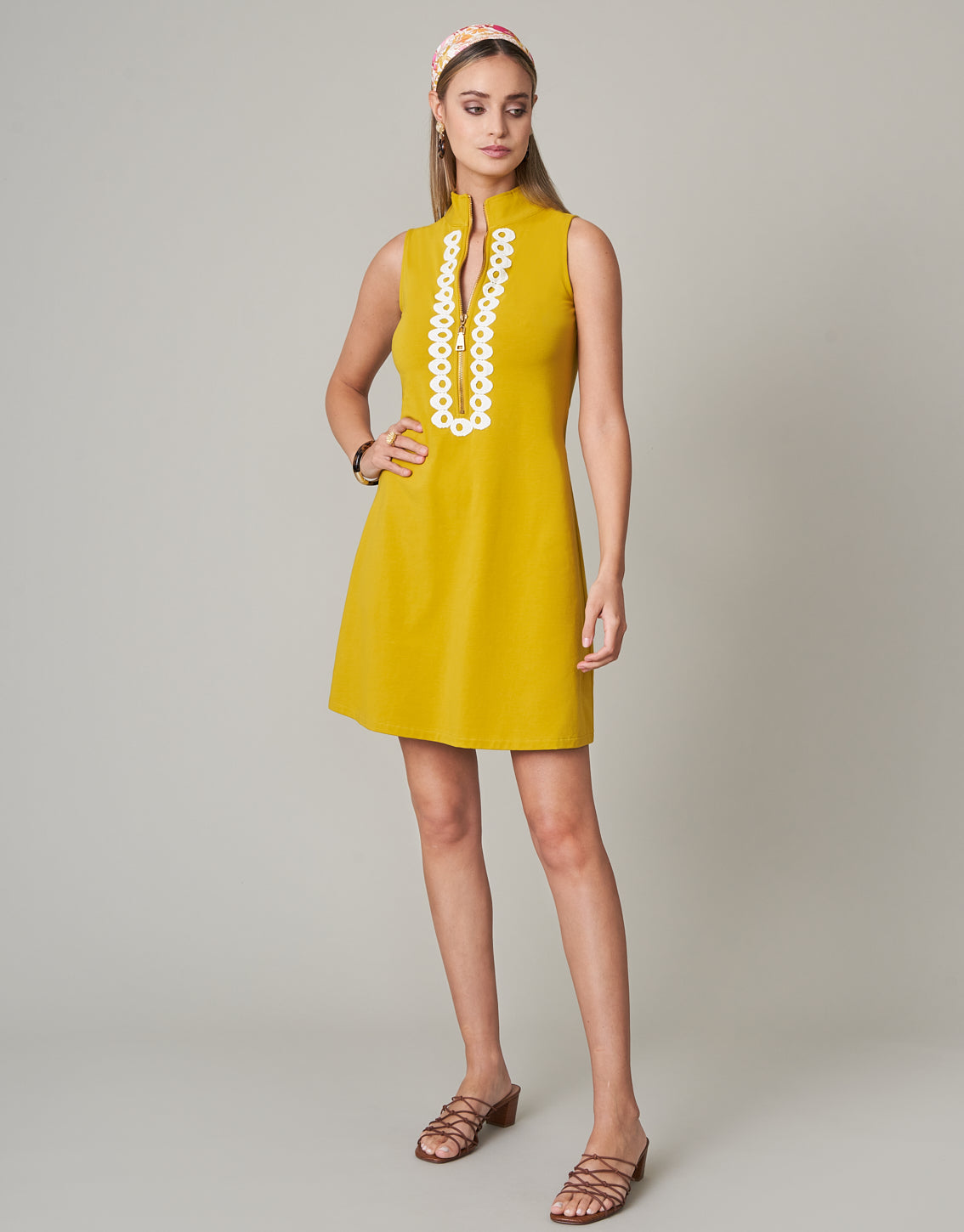  Serena Half-Zip Dress Golden Palm