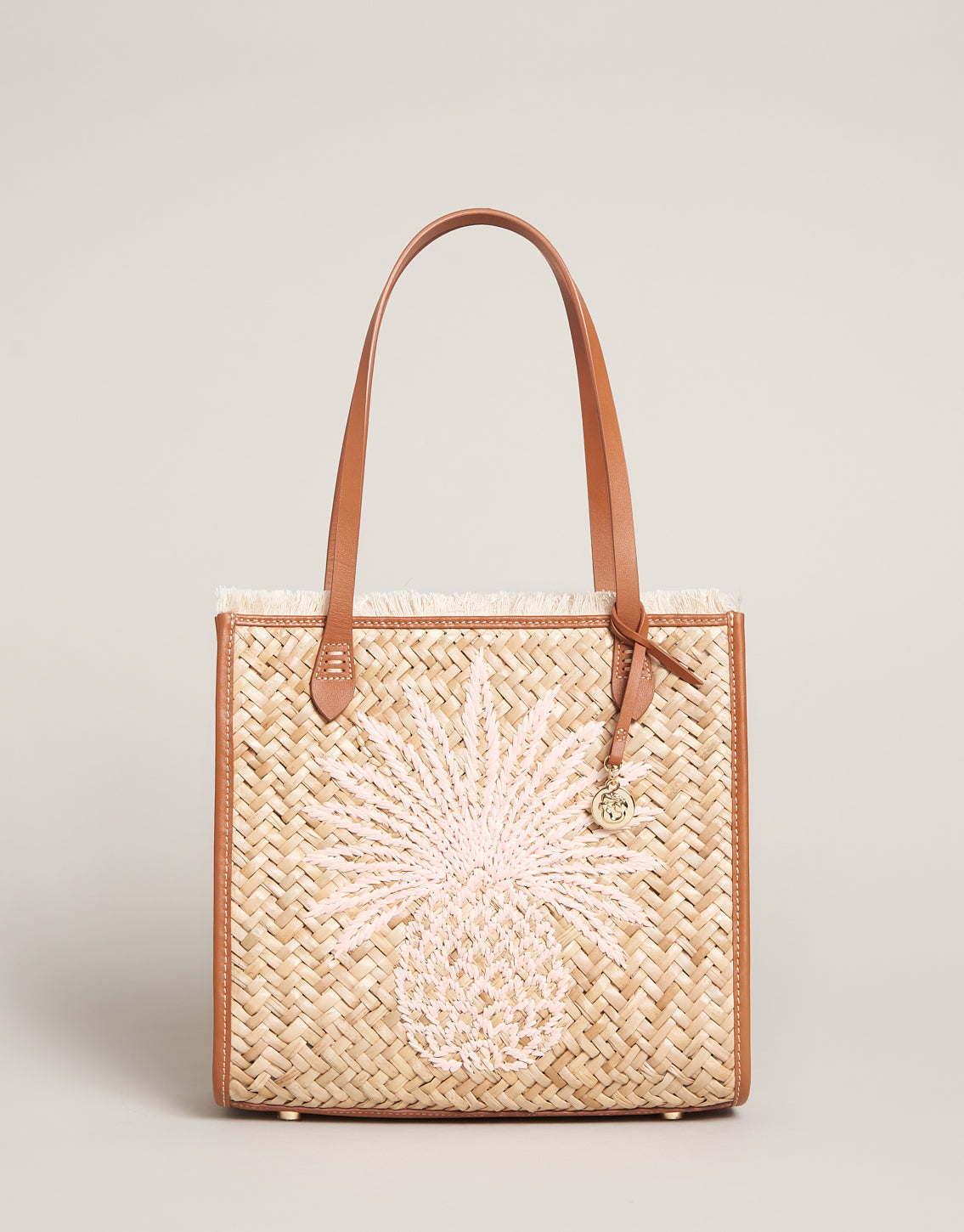  Straw Pineapple Box Tote Natural