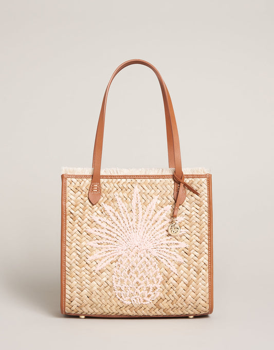  Straw Pineapple Box Tote Natural