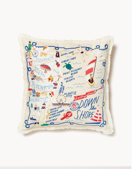  Embroidered Pillow Down The Shore
