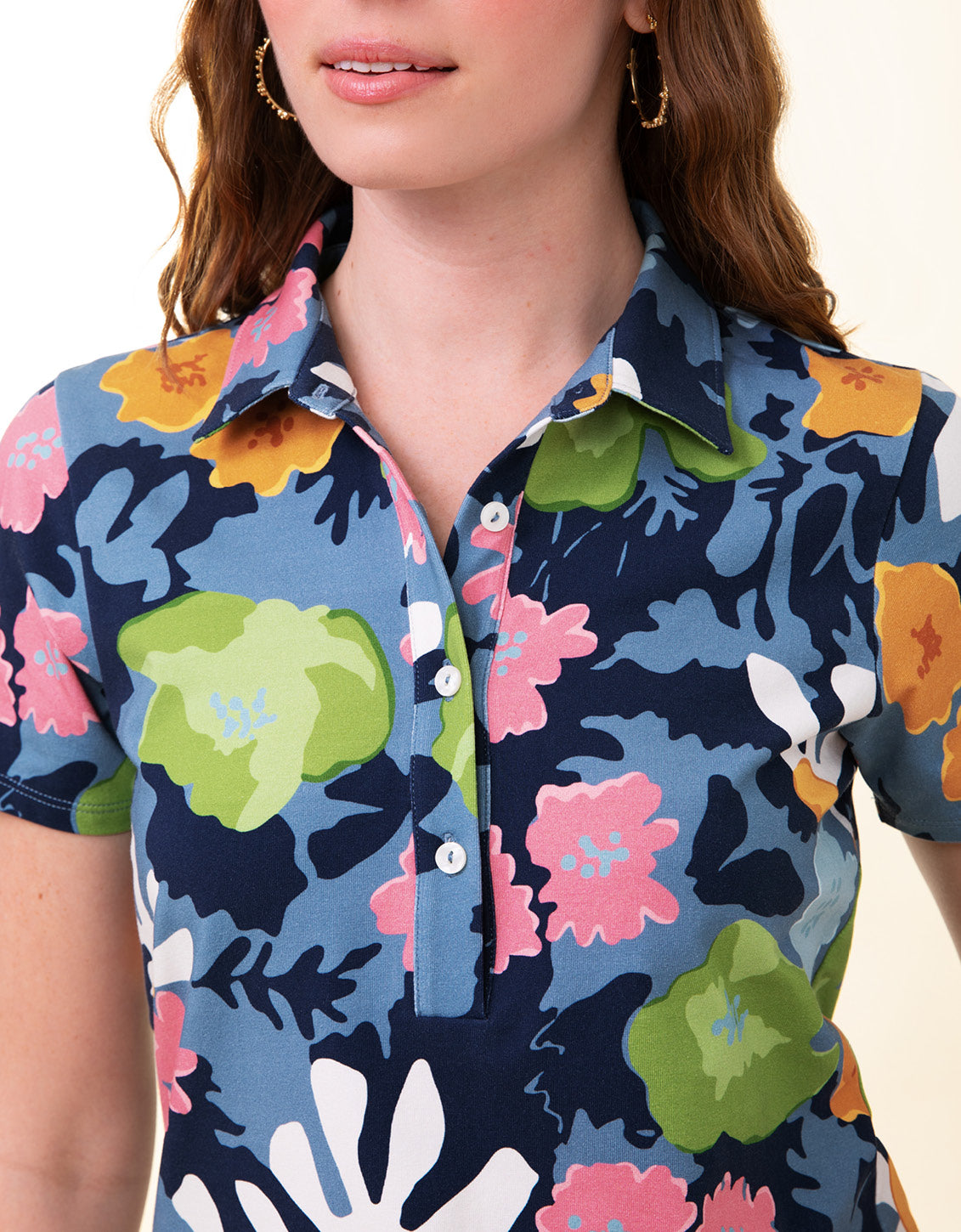  Joelle Polo Top Strathy Hall Abstract Floral