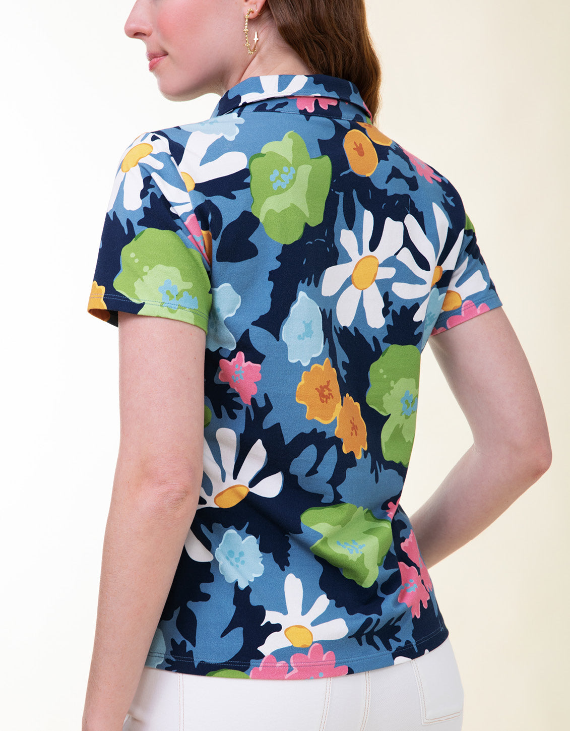  Joelle Polo Top Strathy Hall Abstract Floral