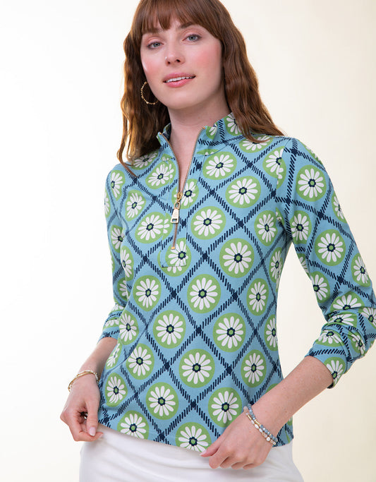  Nora Half-Zip Top Strathy Hall Daisy Geo
