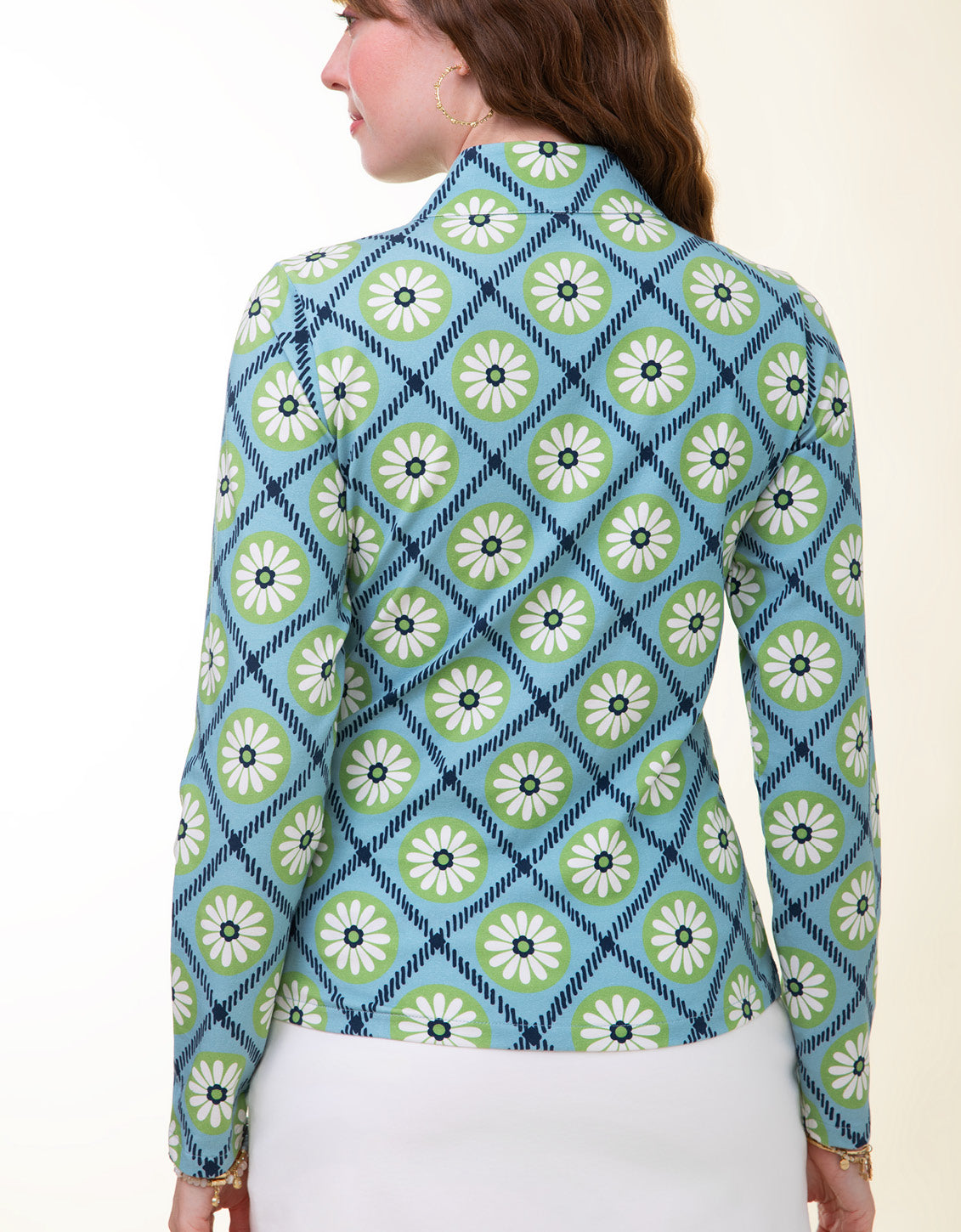  Nora Half-Zip Top Strathy Hall Daisy Geo