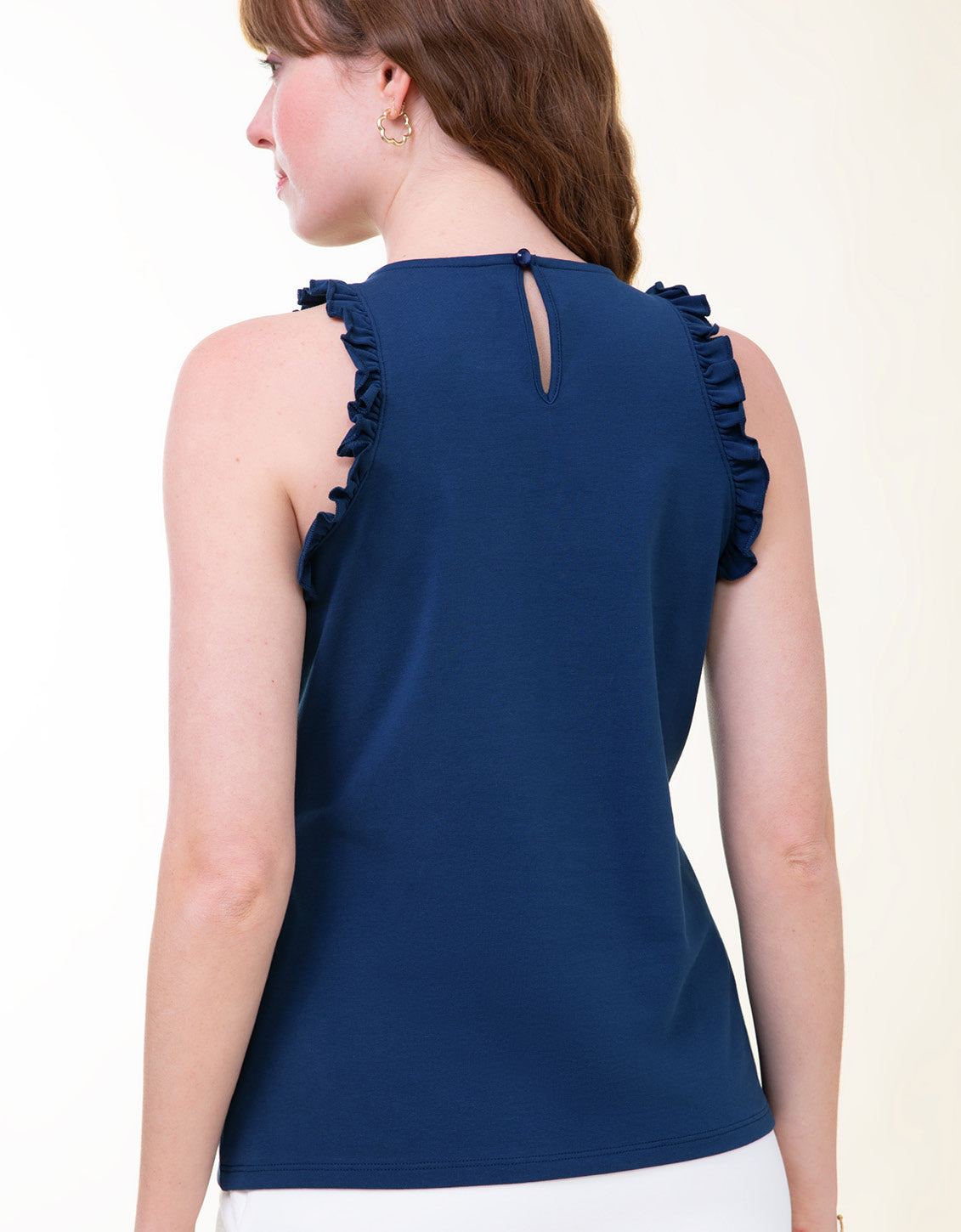  Ruffle Tank Midnight Blue