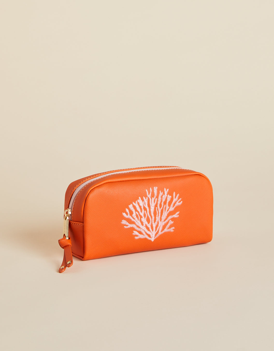  Vinyl Cosmetic Bag Orange Coral