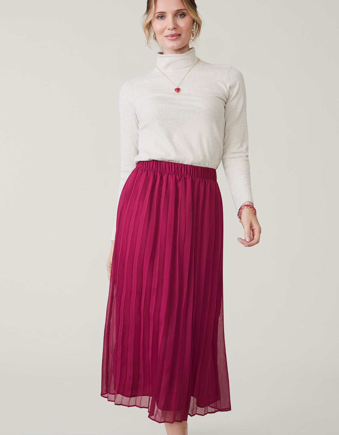  Elvira Pleated Skirt Crimson Plum
