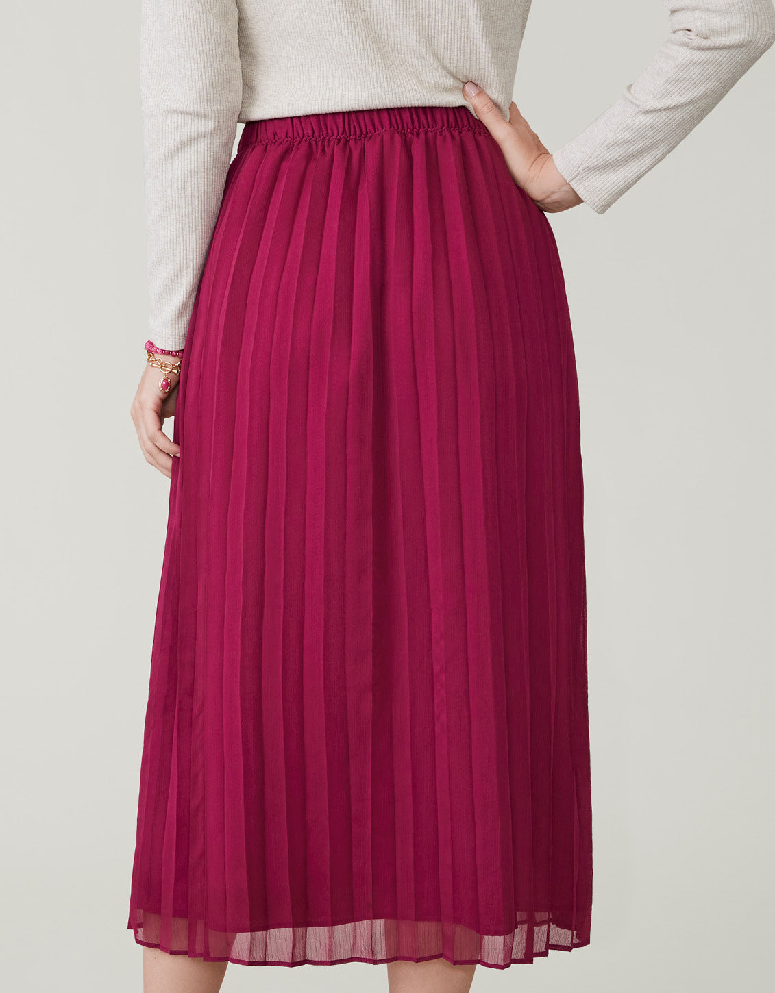  Elvira Pleated Skirt Crimson Plum