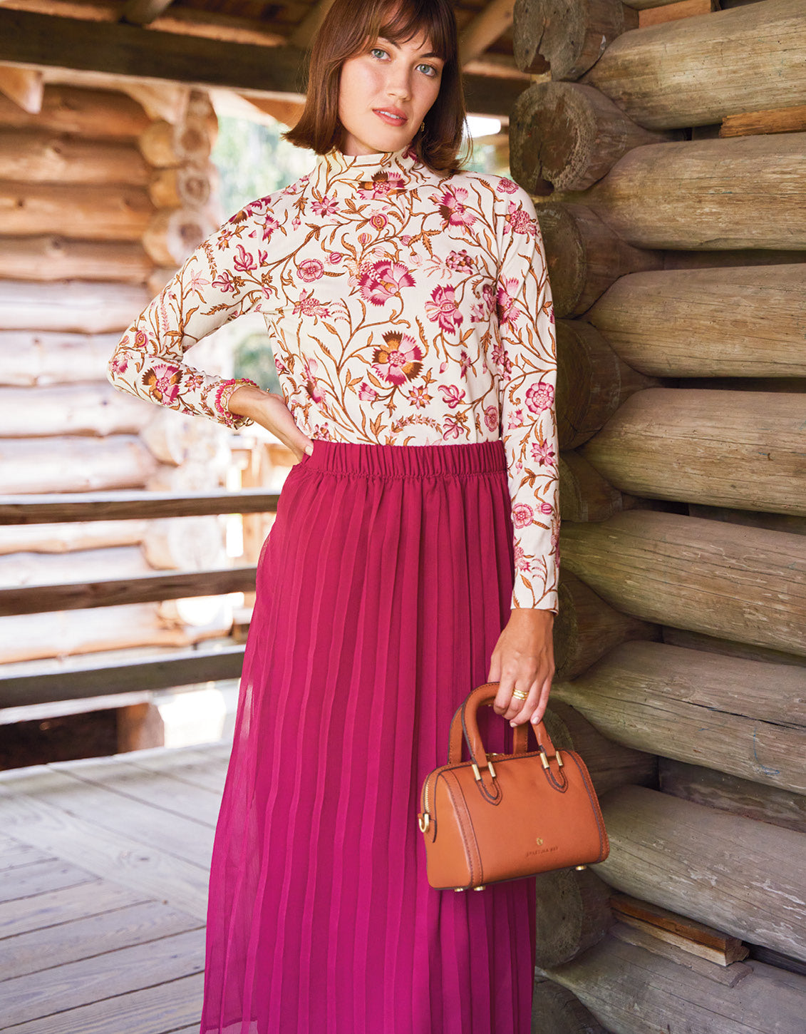  Elvira Pleated Skirt Crimson Plum