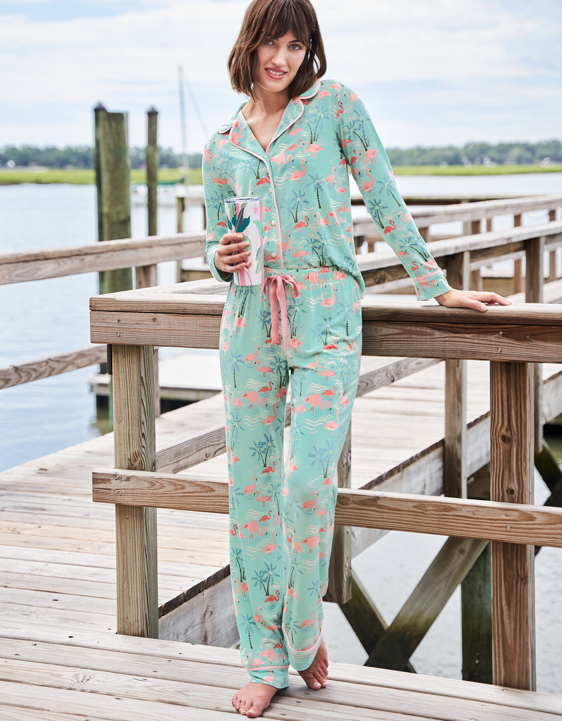  Pajama Top Flamingos