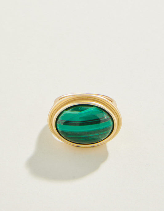  Oval Stone Ring Green Malachite