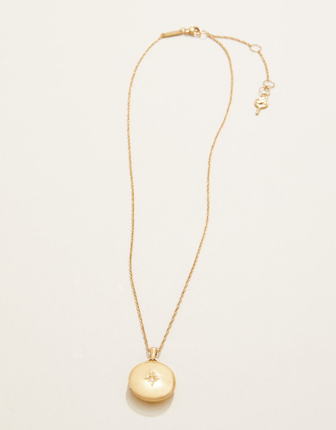  Mini Round Locket Necklace Starburst