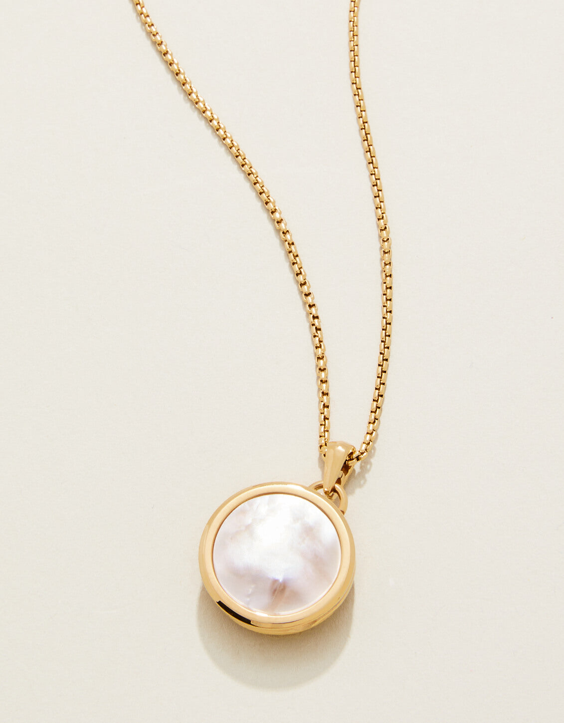  Mini Round Locket Necklace 18" Mother-of-Pearl
