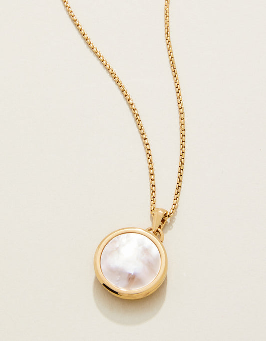  Mini Round Locket Necklace 18" Mother-of-Pearl