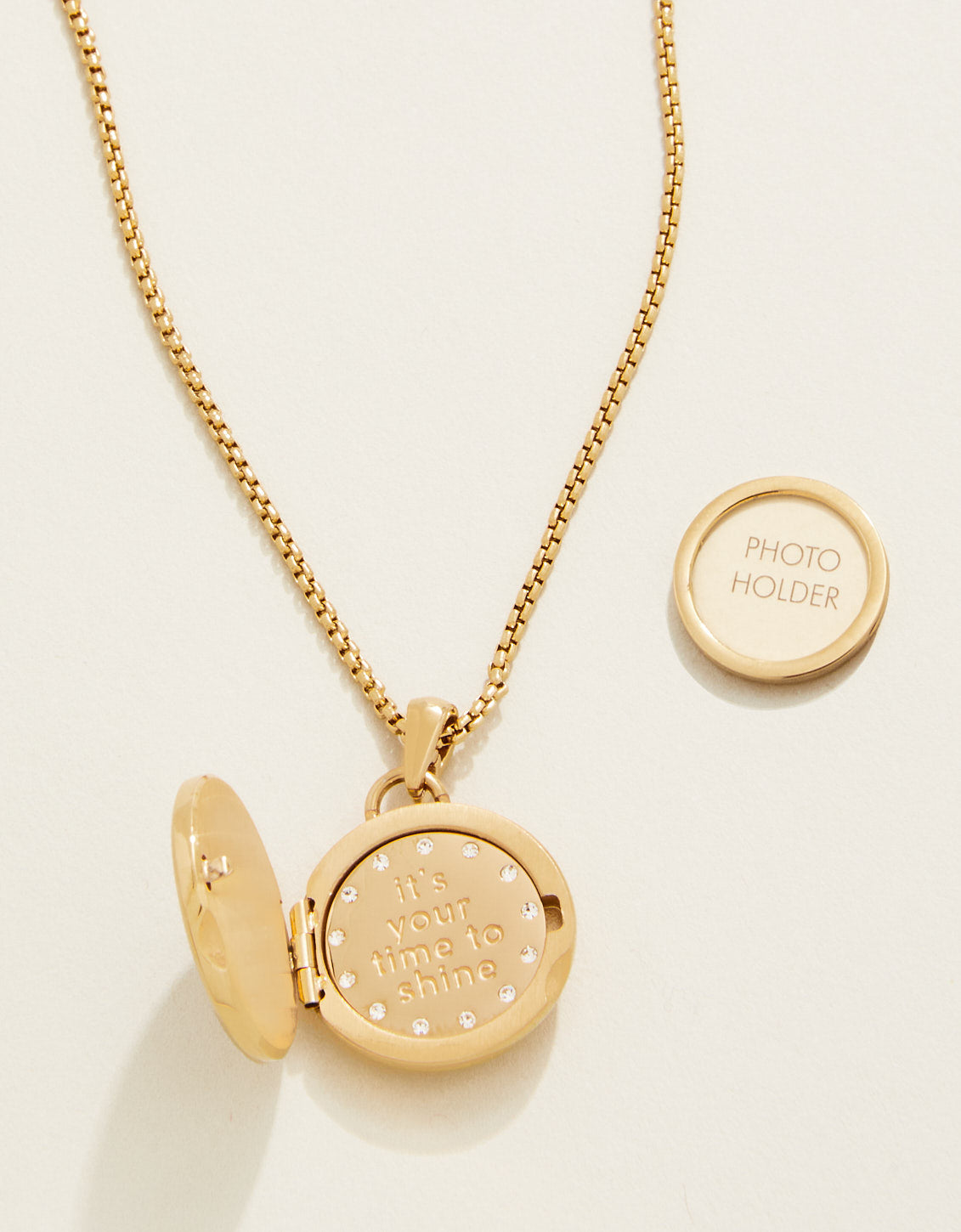  Mini Round Locket Necklace 18" Mother-of-Pearl