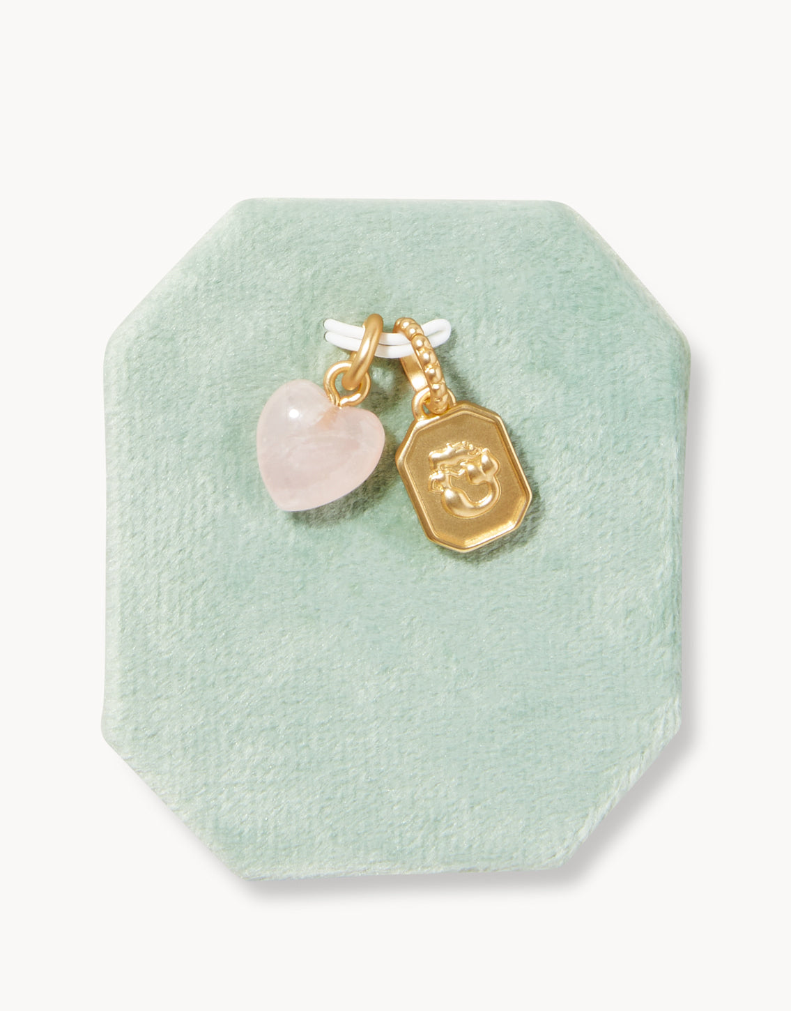  Valentine Heart & Flower Charm Set, Rose Quartz