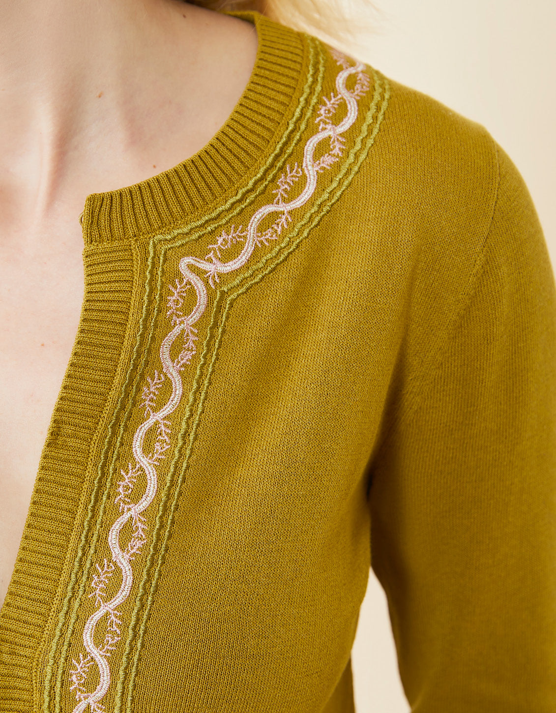  Taryn Embroidered Cardigan Bronze Palm