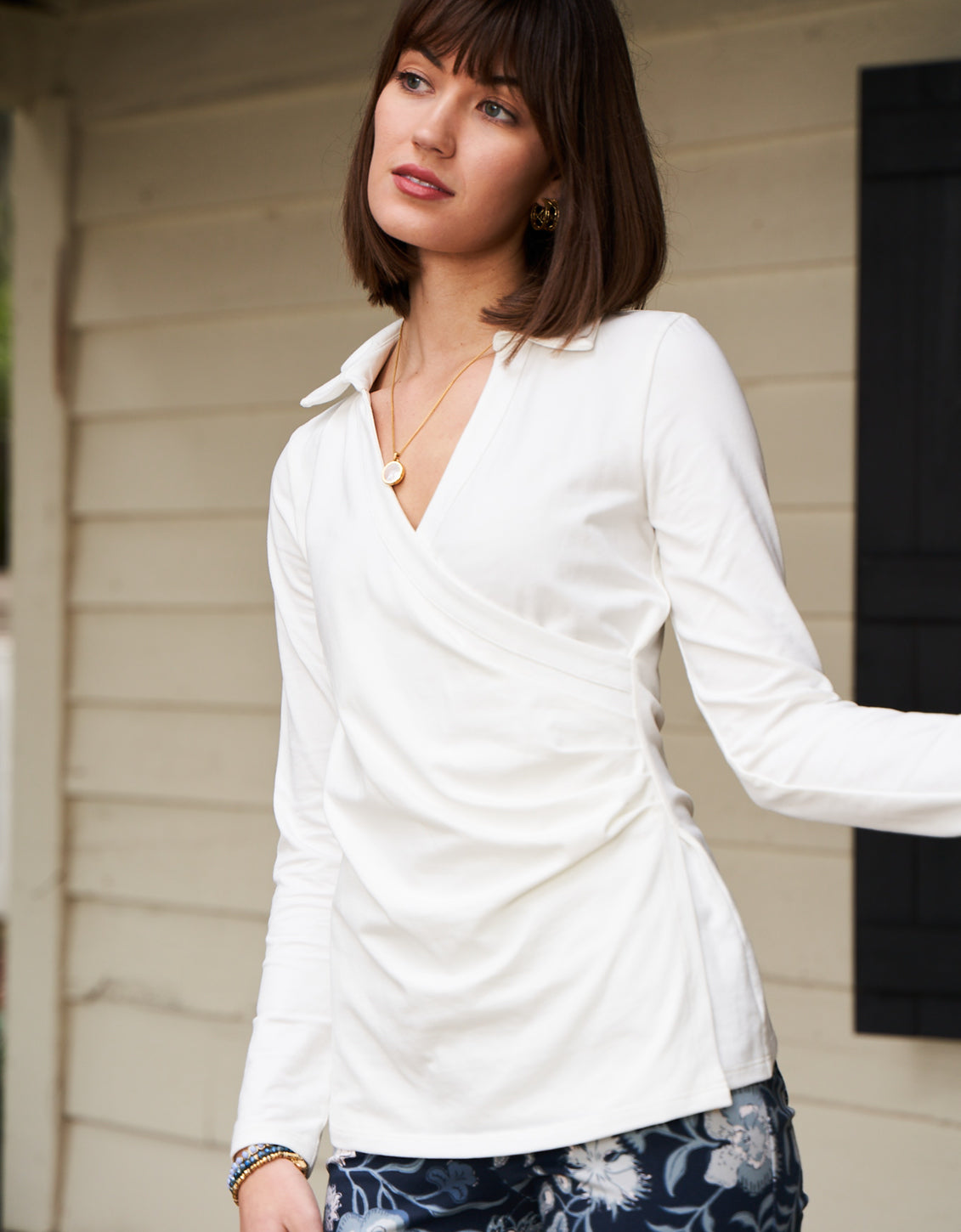 Edeline Wrap Top Pearl White