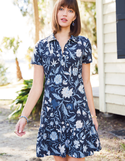  Joelle Polo Dress Hamilton Floral Block Navy