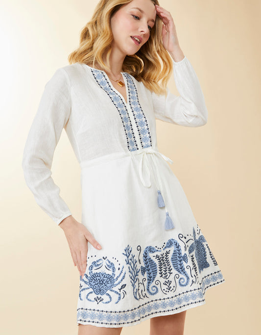  Wynona Embroidered Dress Hamilton Sea Life