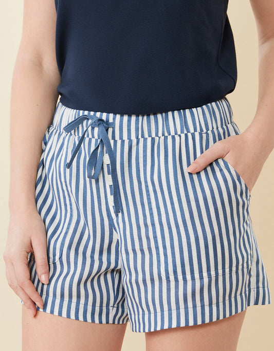  Winnie Drawstring Short Mini Stripe Sea Blue