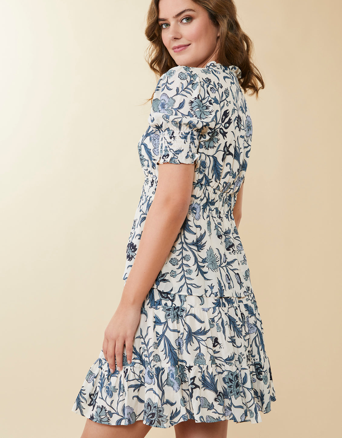  Arlene Skirt Hamilton Floral Block Cream