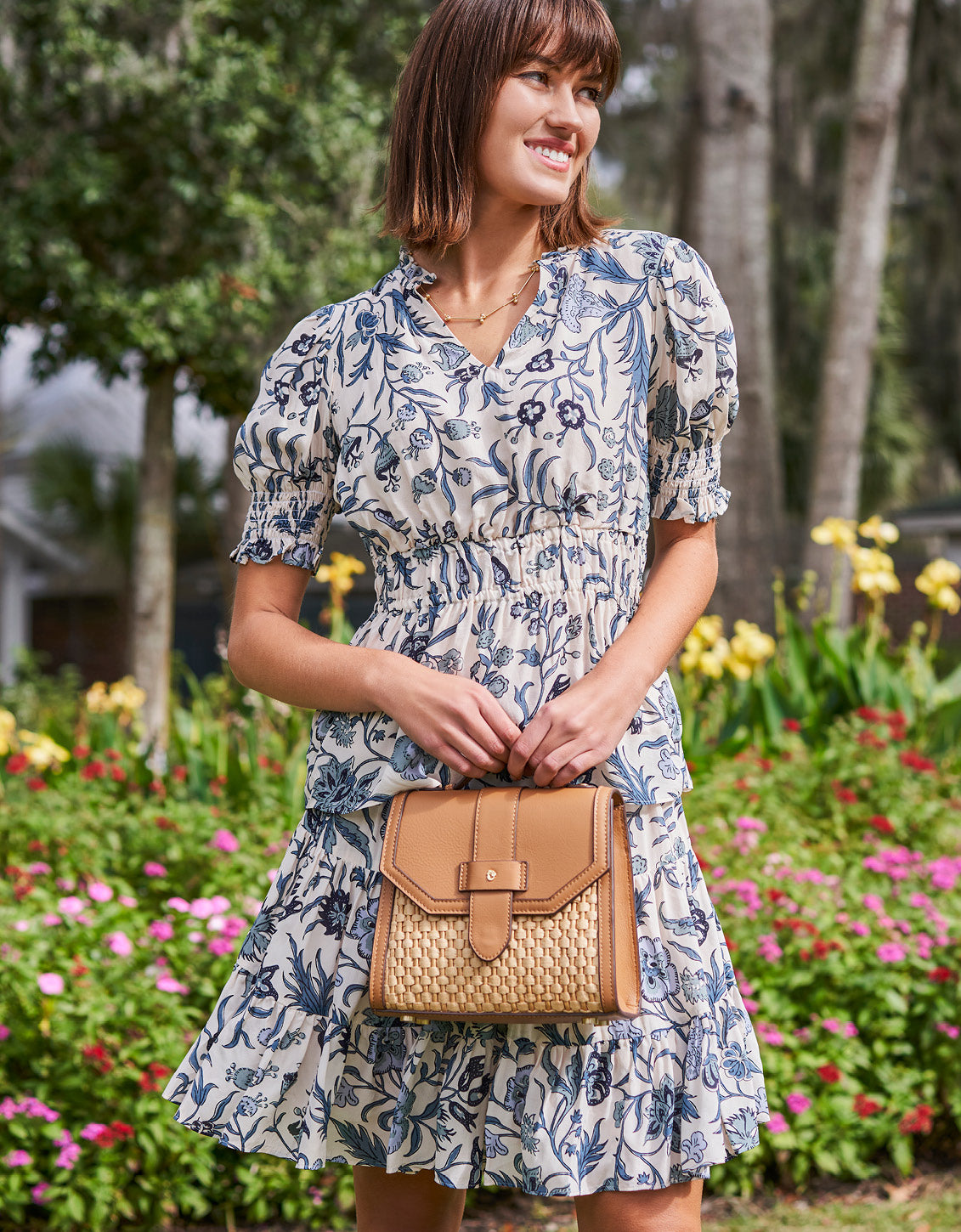  Arlene Skirt Hamilton Floral Block Cream
