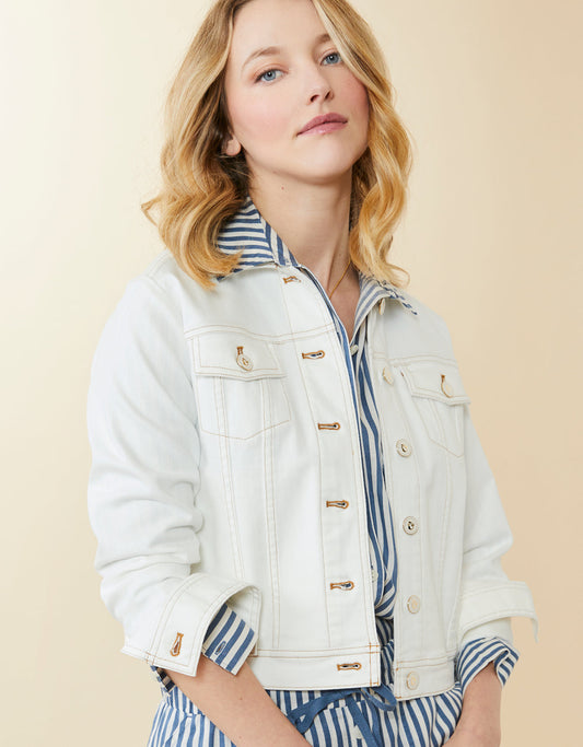  Leah Denim Jacket Pearl White