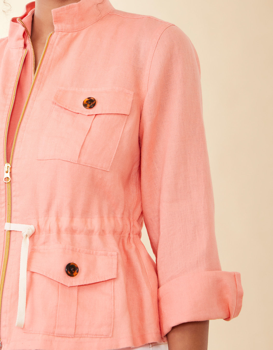  Dani Linen Jacket Soft Coral