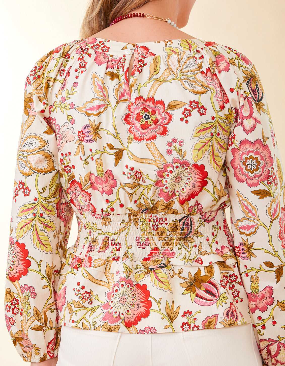  June Peplum Blouse Callawassie Jacobean