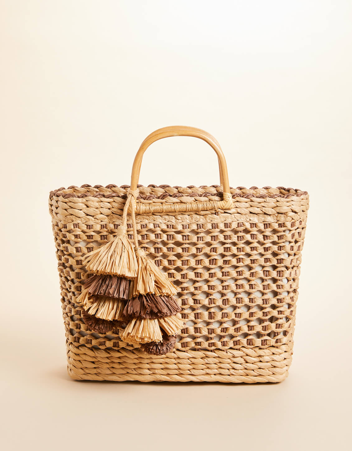  Straw Basket Tote Brown