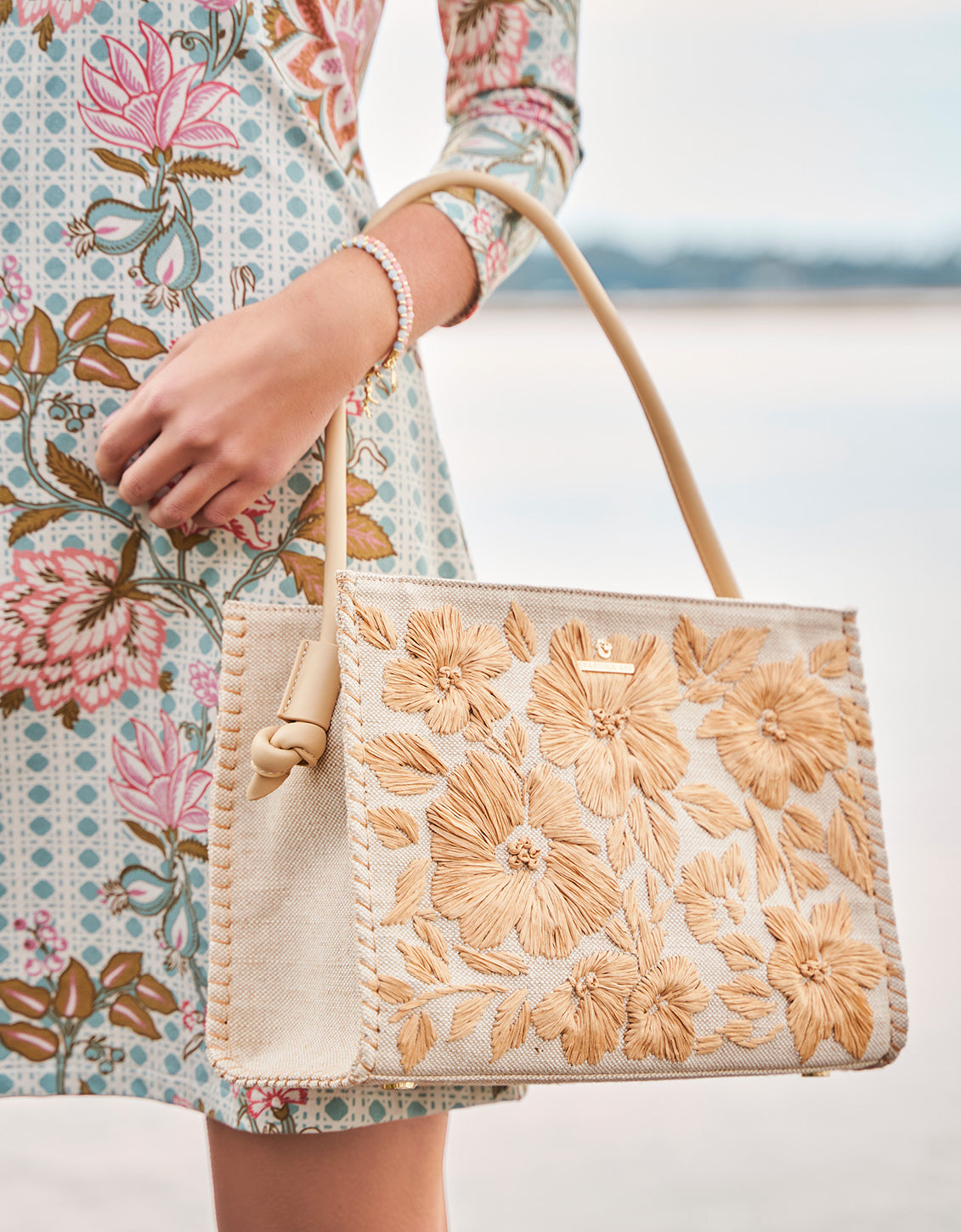  Raya Straw Zip Tote Calm Waters