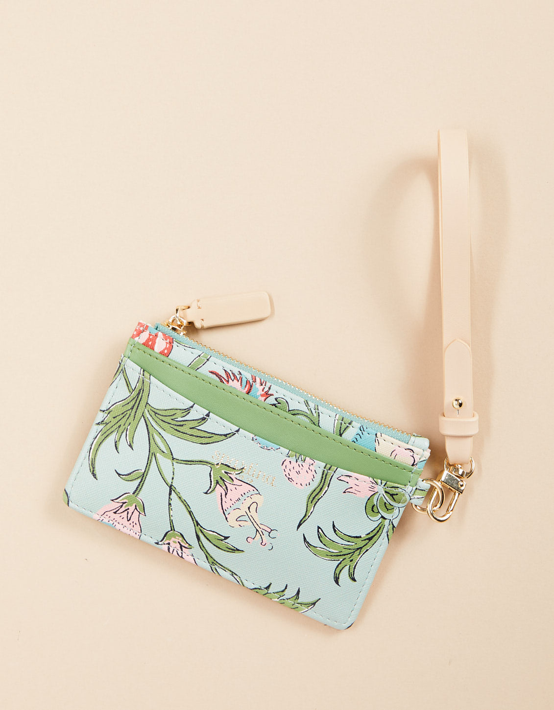  Slim Card Coinpurse Hamilton Floral Block Print Seafoam