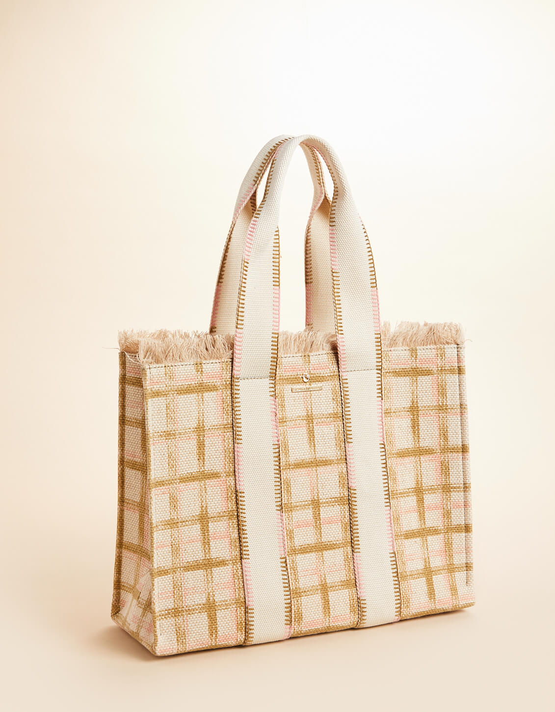  Fringe Tote Calm Waters Plaid