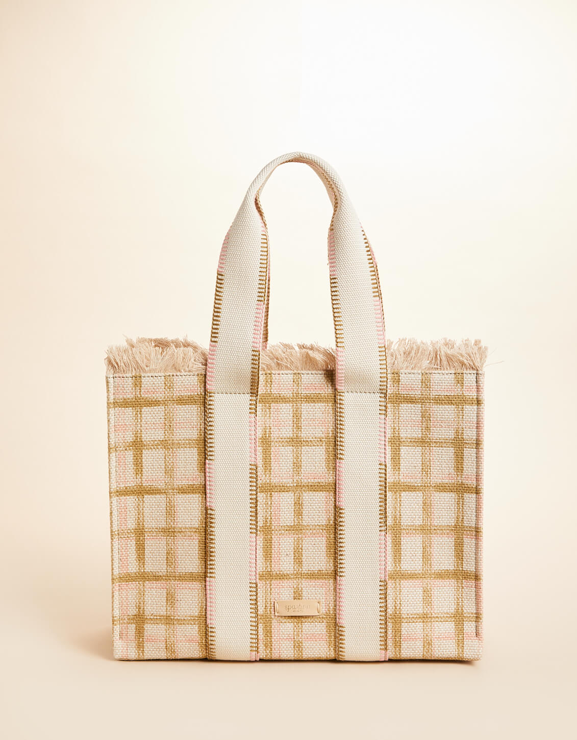  Fringe Tote Calm Waters Plaid