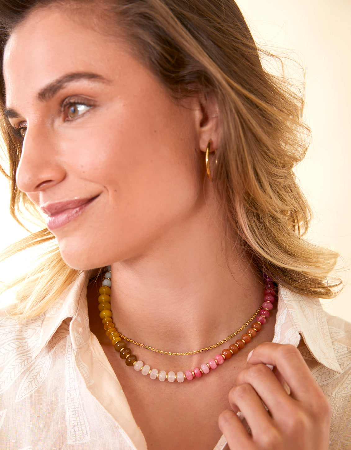  Sawyer Stone Necklace 17" Warm Multi