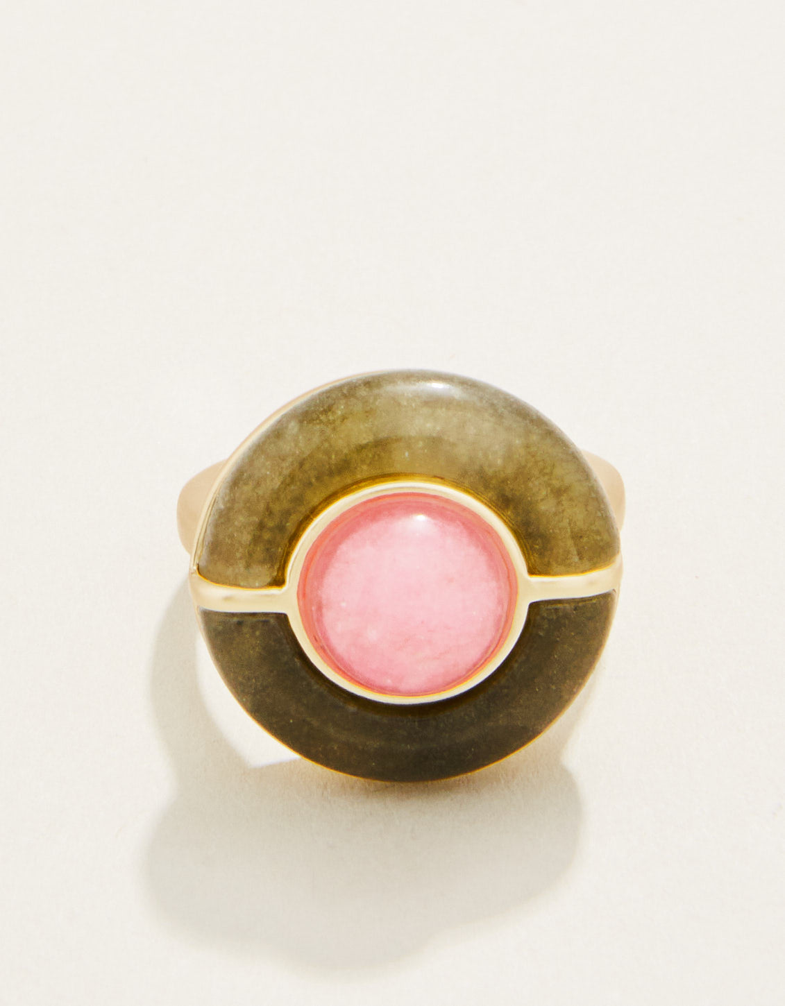  Centered Stone Ring Olive/Pink Jade