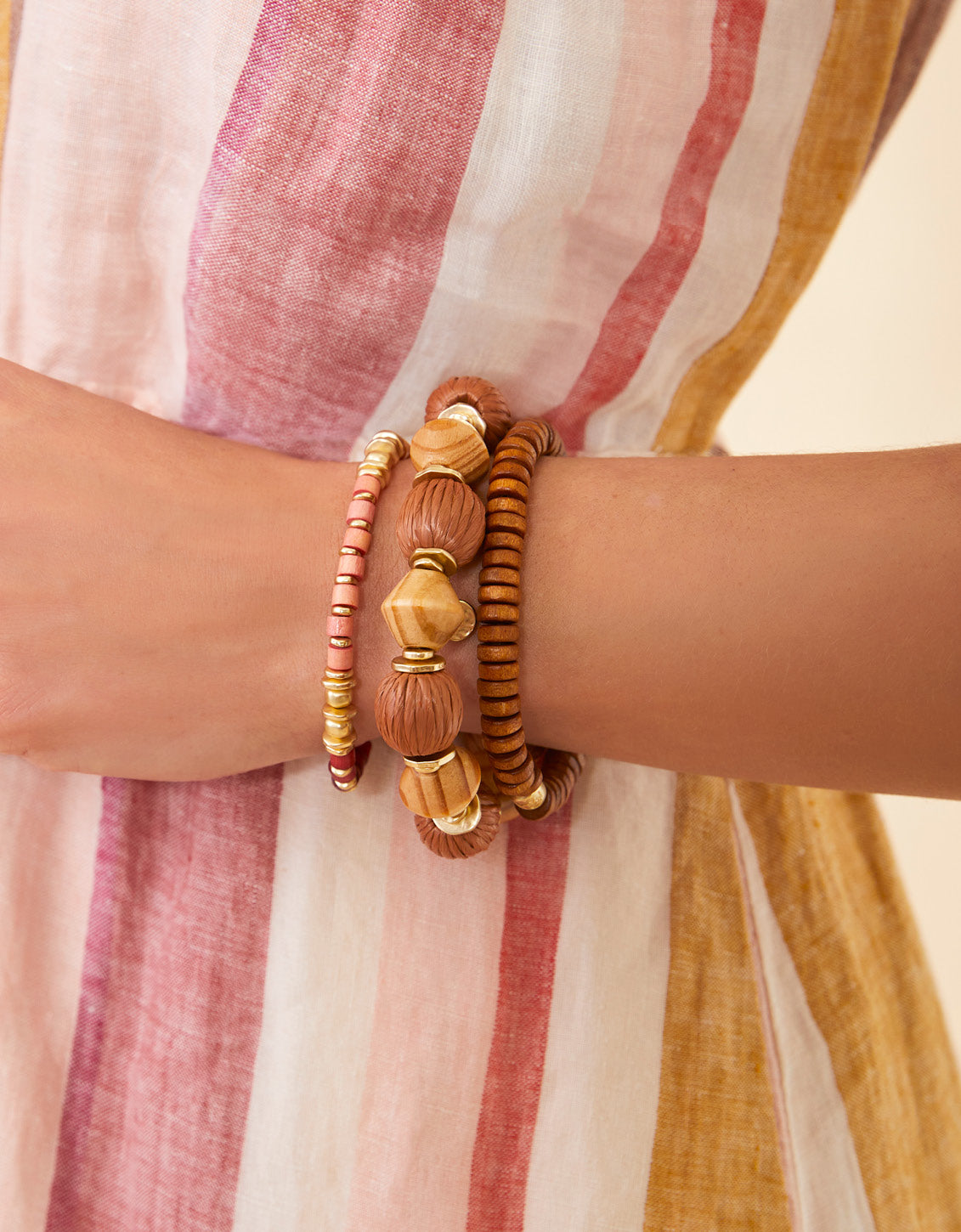  Pony Stretch Bracelet 6mm Pink/Orange