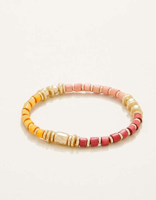  Pony Stretch Bracelet 6mm Pink/Orange