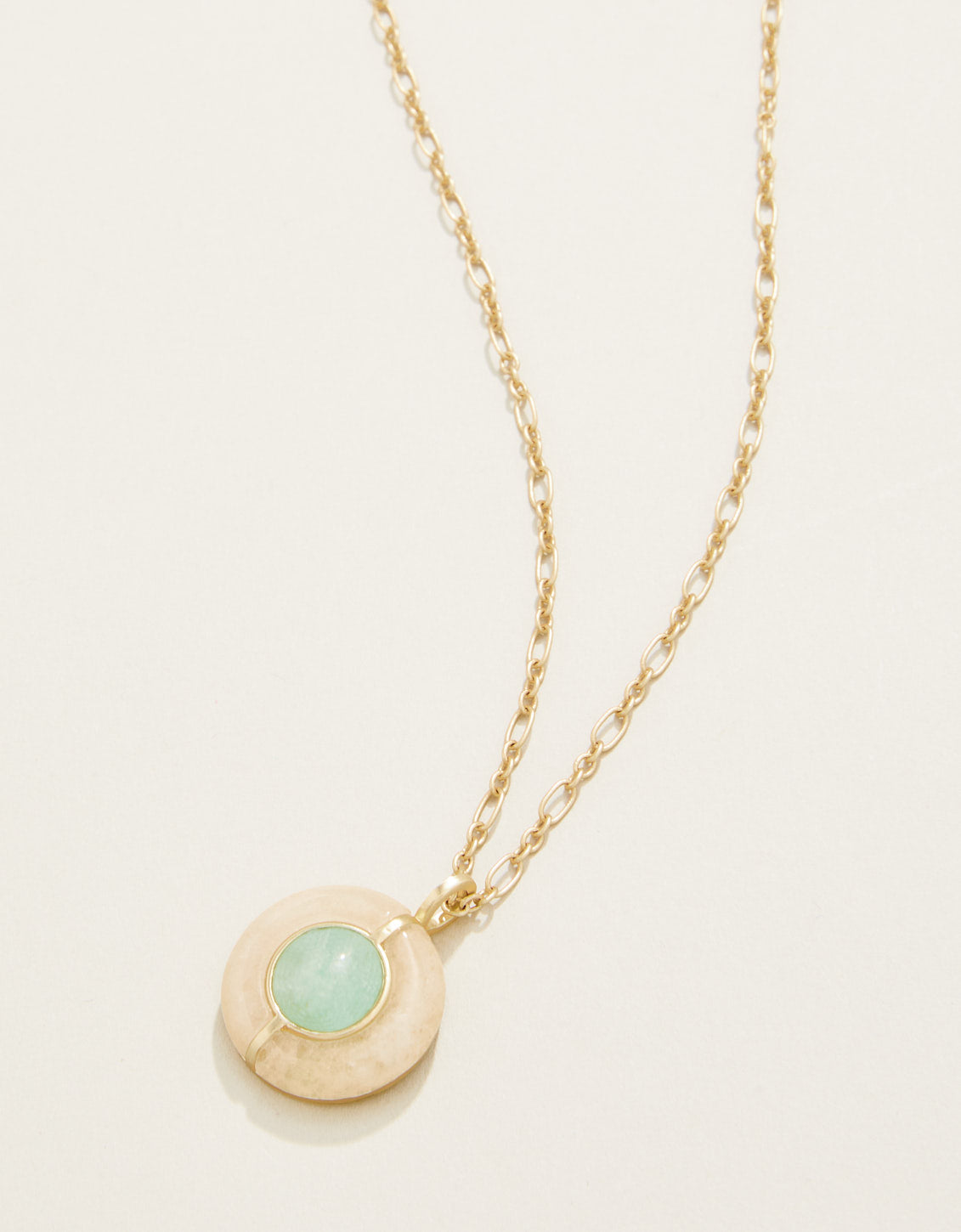  Centered Stone Necklace 18" White/Jade