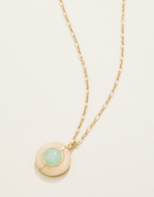  Centered Stone Necklace 18" White/Jade