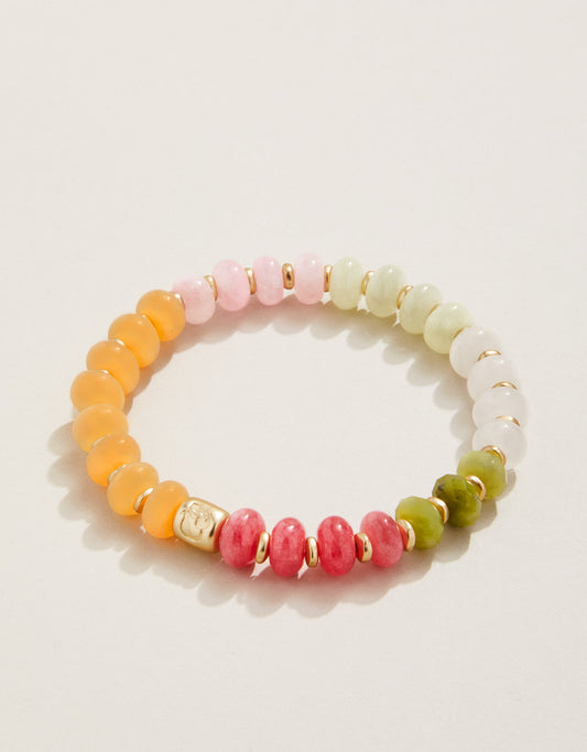  Stone Stretch Bracelet 10mm Pink/Green