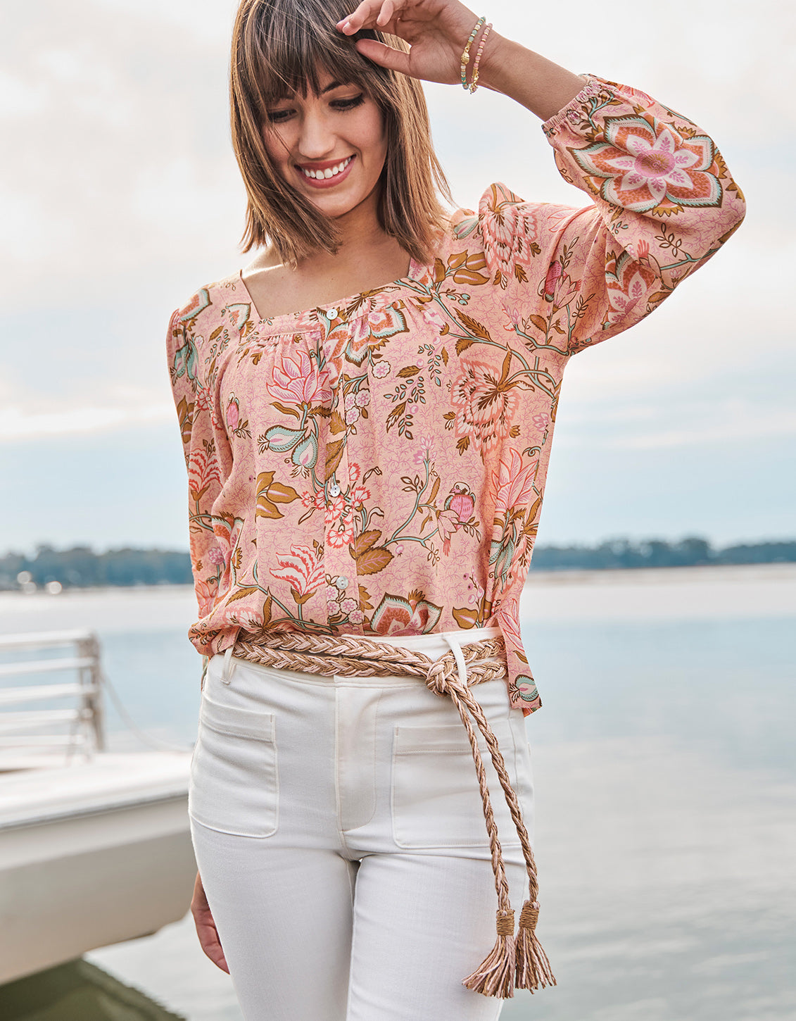  Braided Papyrus Belt Khaki Rose