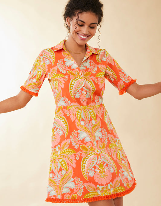 Ezra Shirt Dress River Club Damask Red