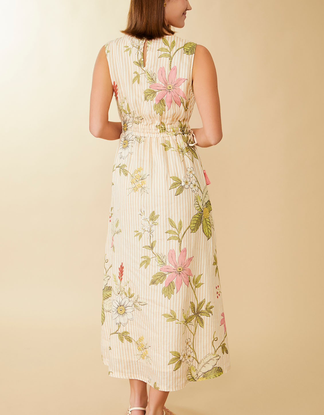 Finley Midi Dress Sugar Mill Floral Vine Stripe
