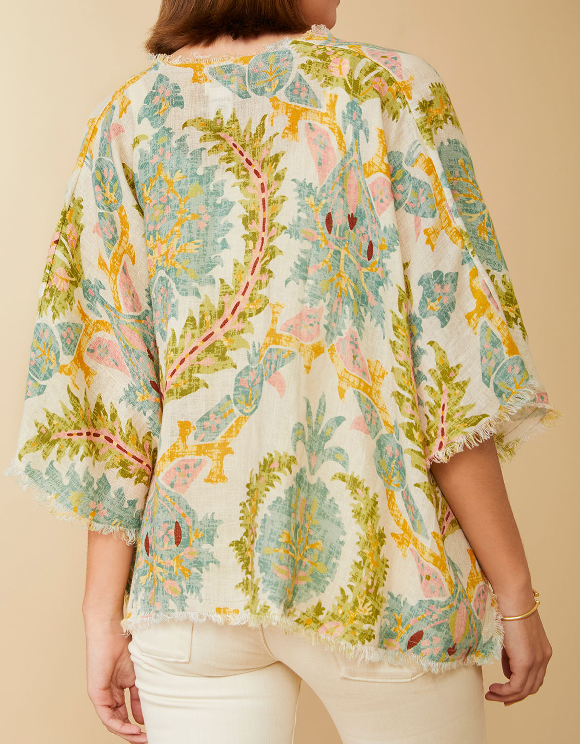  Rynn Linen Poncho Sugar Mill Damask Flax