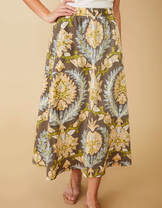  Eisley Midi Skirt Sugar Mill Damask Gray