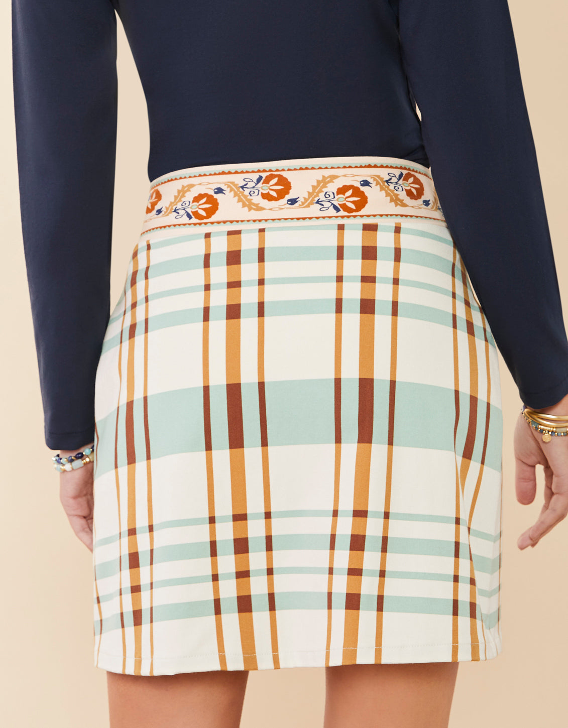 Matilda Bi-Stretch Skort Kalalanta Plaid Cream