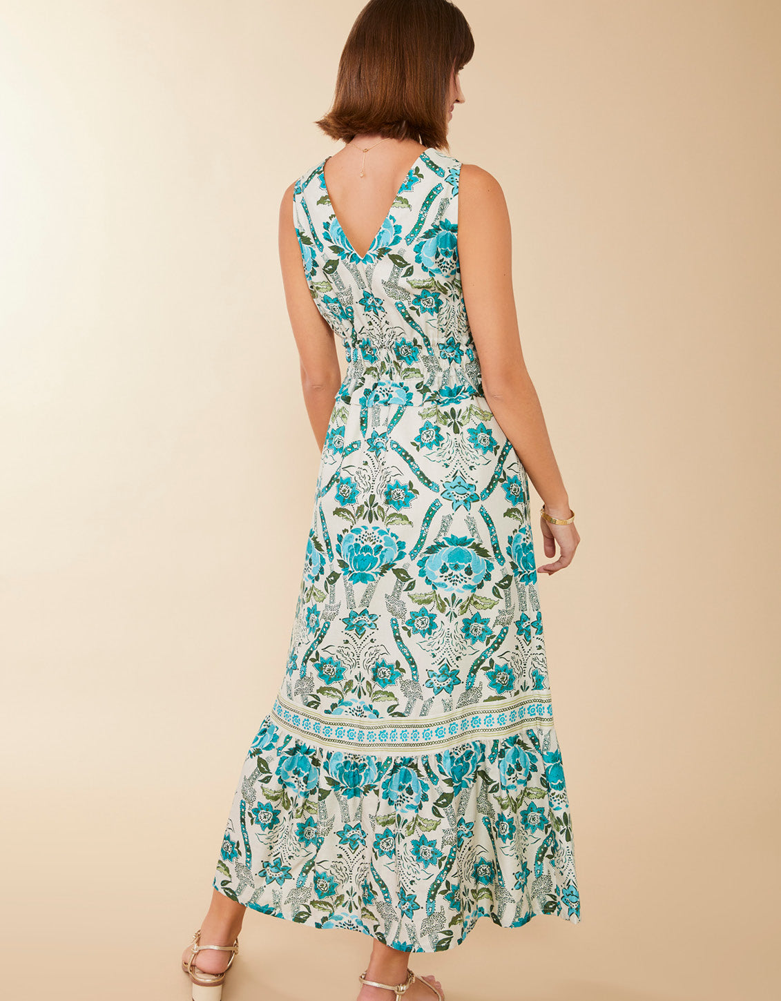  Justine Midi Dress Mystic Moss Stencil Blue